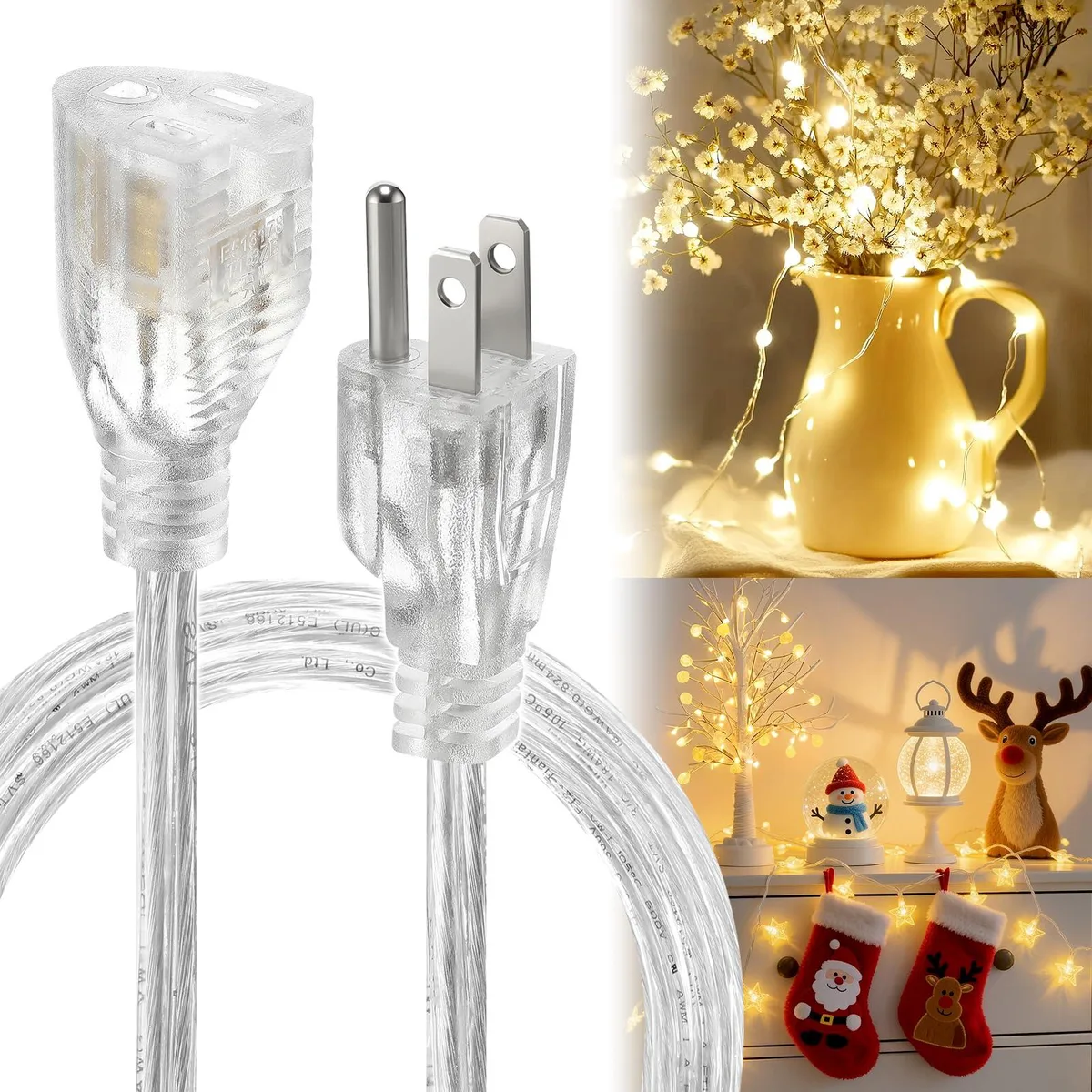  Alphatool 6 FT Clear Extension Cord 3 x 18 AWG 250V 6A — product photo