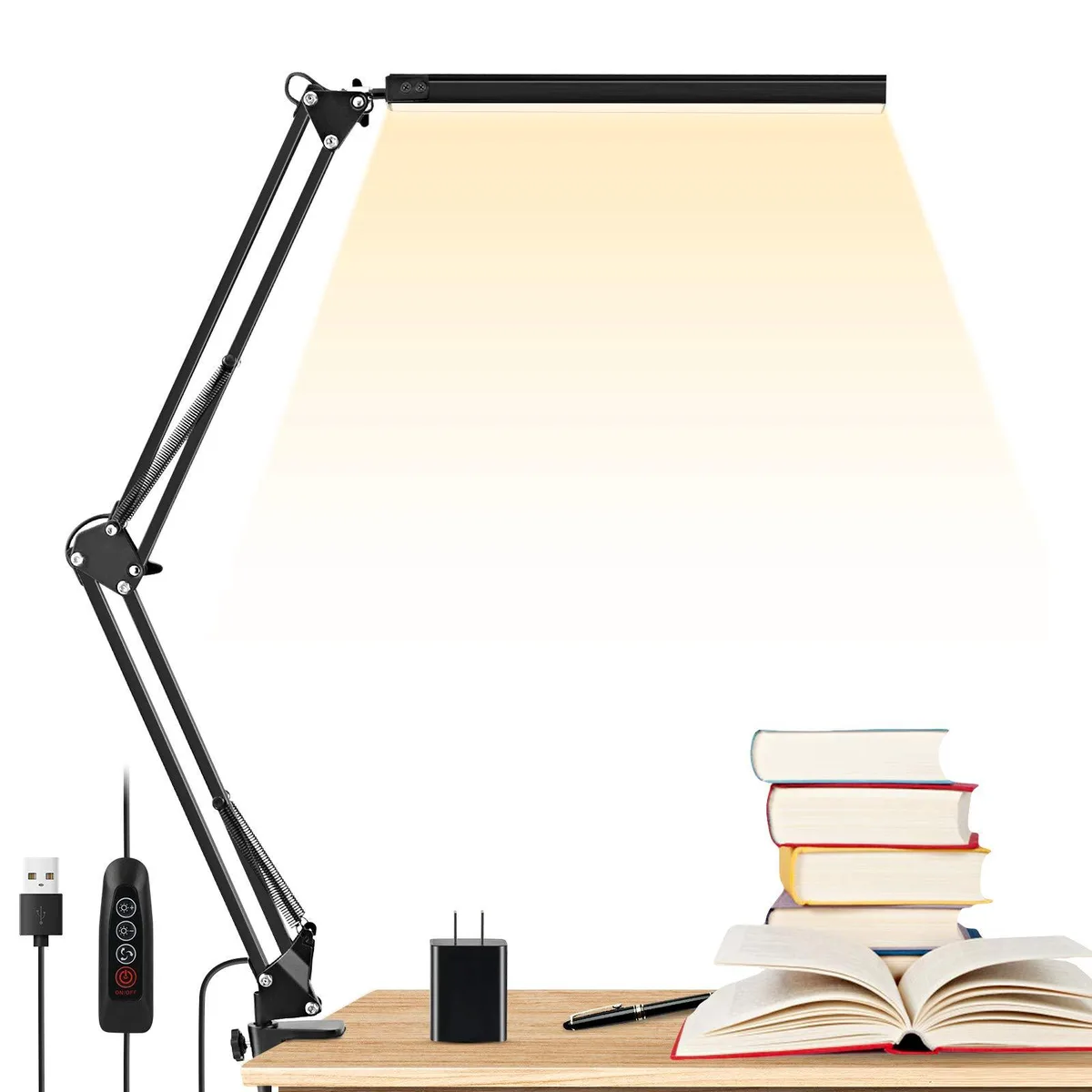 Bailink Bailink LED Desk Lamp 14W 1100lm 3200–6500K 10-level clamp black/chrome — product photo