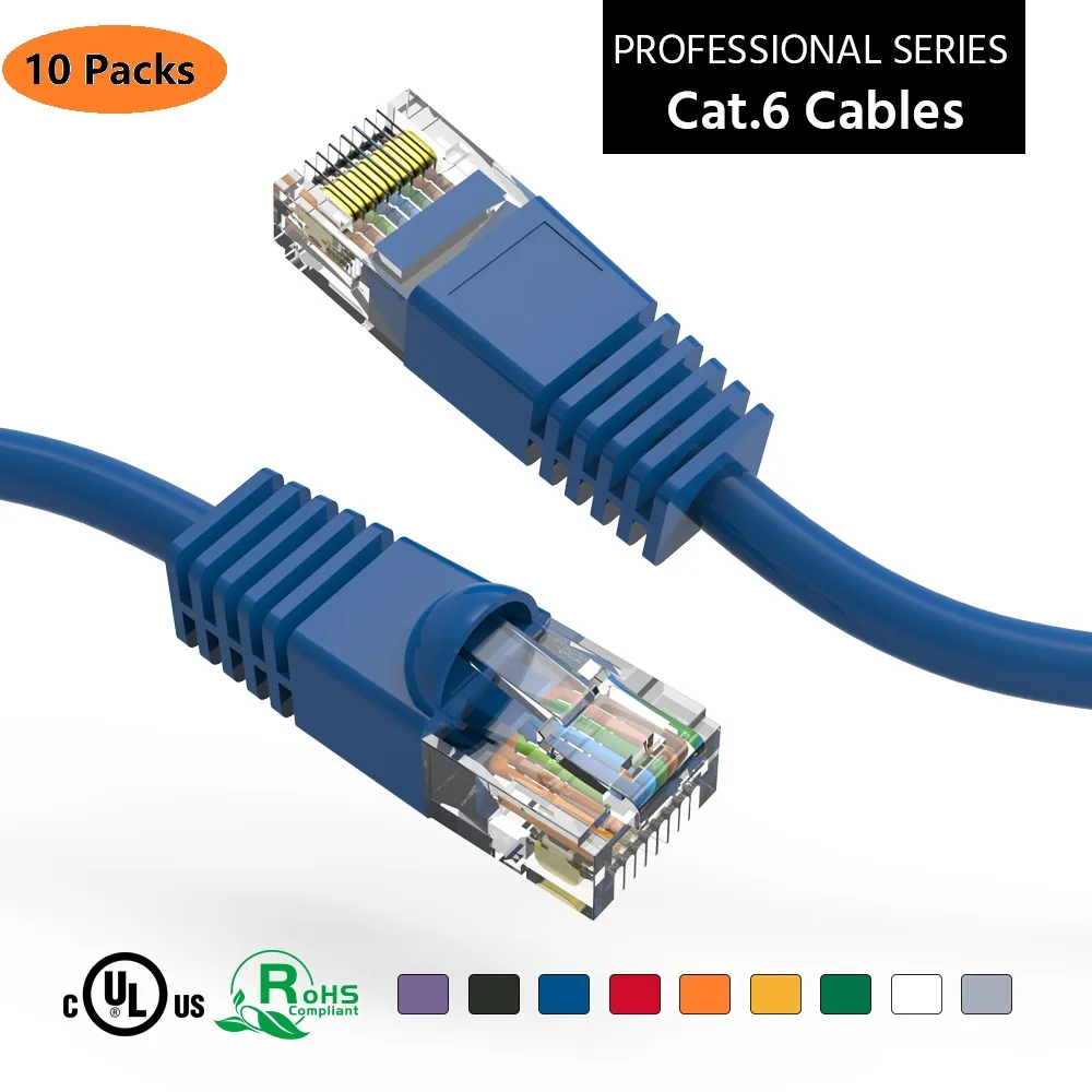 Nippon Labs Nippon Labs 60CAT6-15BL-10P Cat6 network ethernet cable 15 ft blue 10 pack — product photo