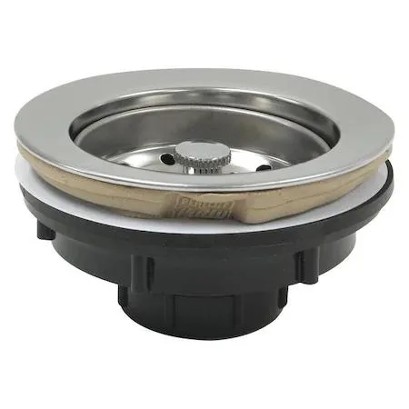 Round stainless steel sink strainer with chrome finish and threaded connection
