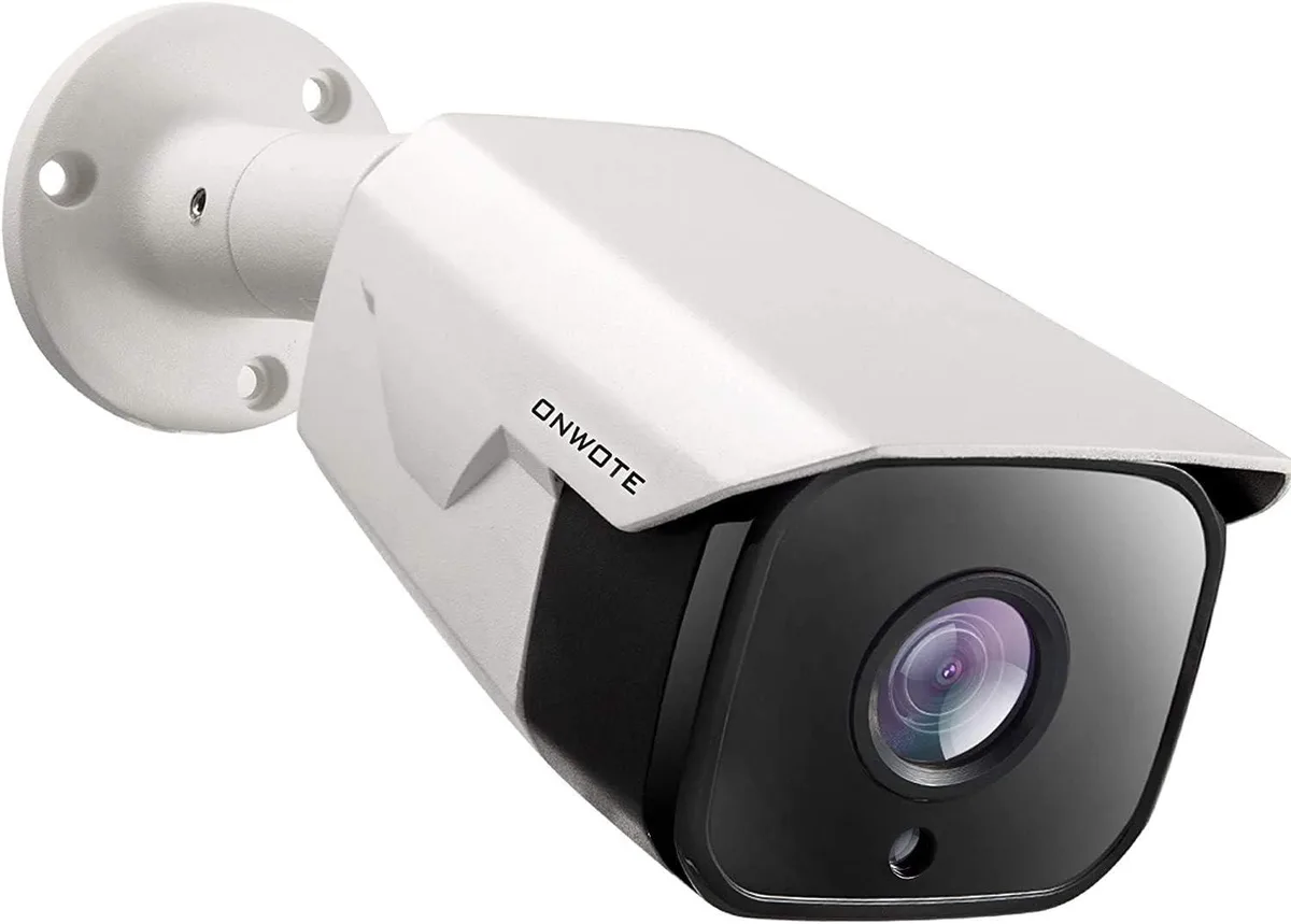White metal bullet IP camera with sunshield, 134° lens, IP66 housing