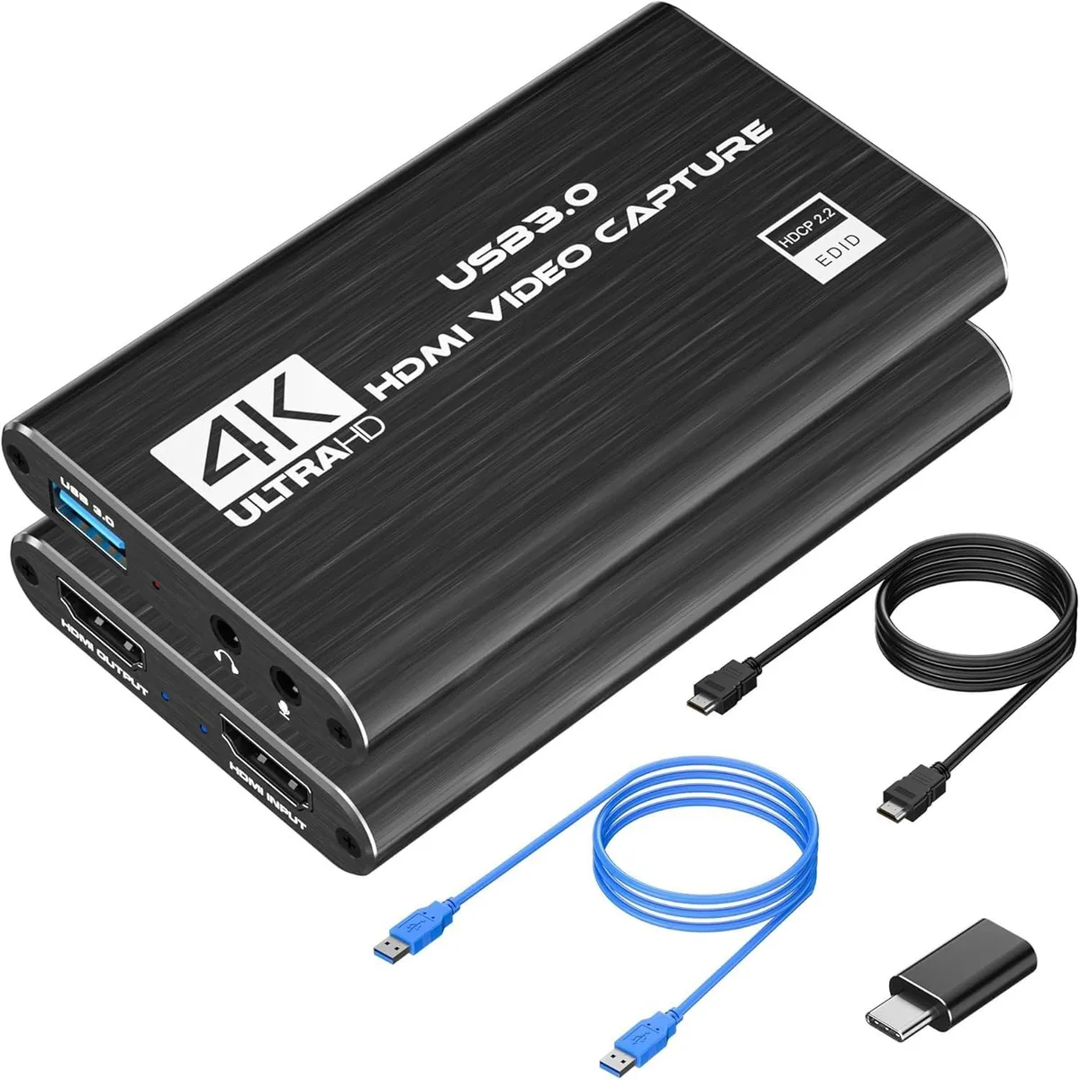 WRIARICH WRIARICH 4K HDMI Capture Card USB 3.0 1080p 60FPS Black — product photo