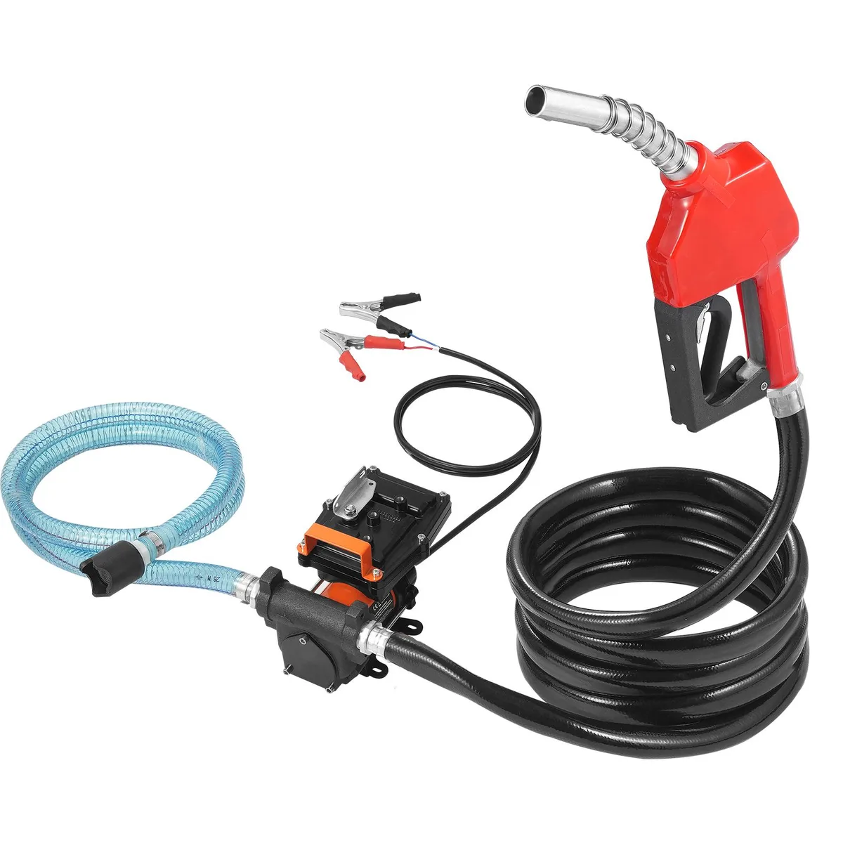 VEVOR VEVOR Fuel Transfer Pump 12V 15 GPM 1/4 HP Auto Nozzle 6.6 ft Inlet 13 ft Outlet — product photo