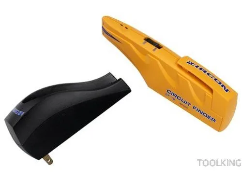 Yellow and black handheld circuit breaker finder with transmitter and receiver units