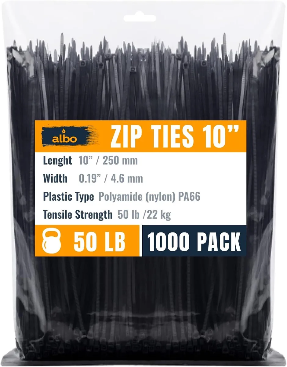 Ennovor Ennovor Cable Ties 1000 Pack 10 Inch 50 lb Black — product photo