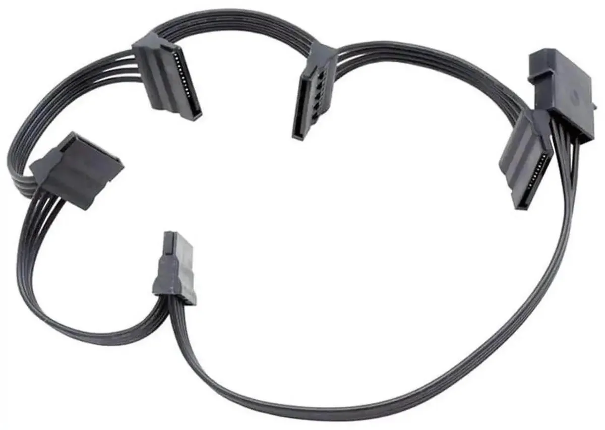 SMUGDESK SMUGDESK 26 Inch Molex 4 Pin Male to 5 SATA 15 Pin Female Power Splitter Cord — product photo