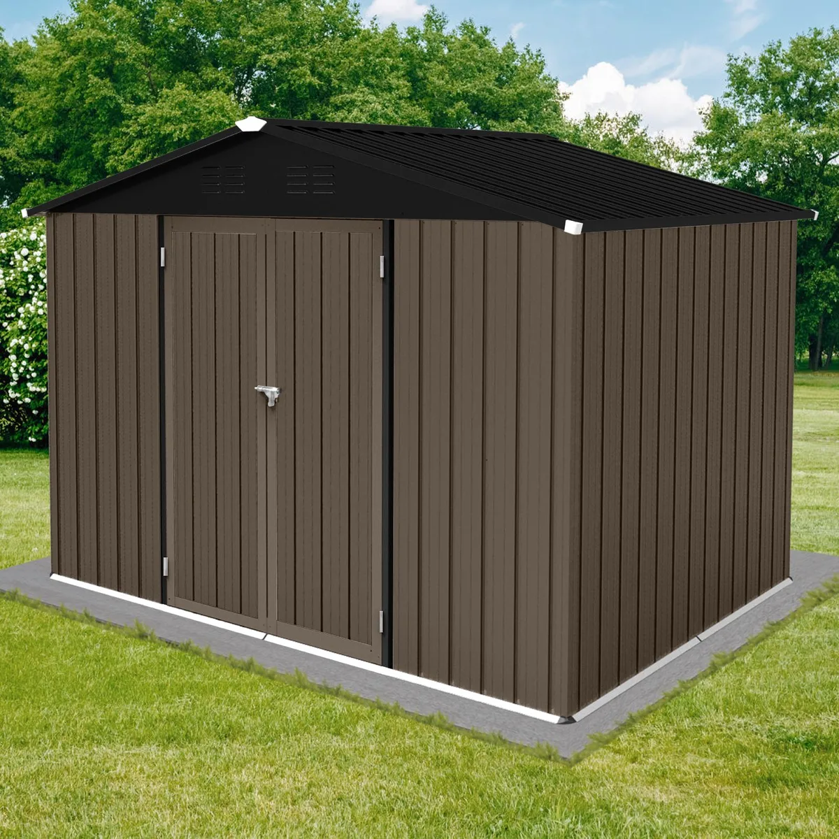 tuphen tuphen Metal Trellis Brown 8ft×6ft Apex Roof — product photo