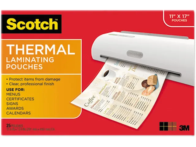 3M 3M TP385625 Scotch Thermal Laminator Pouches 11x17 in 12 Pack — product photo