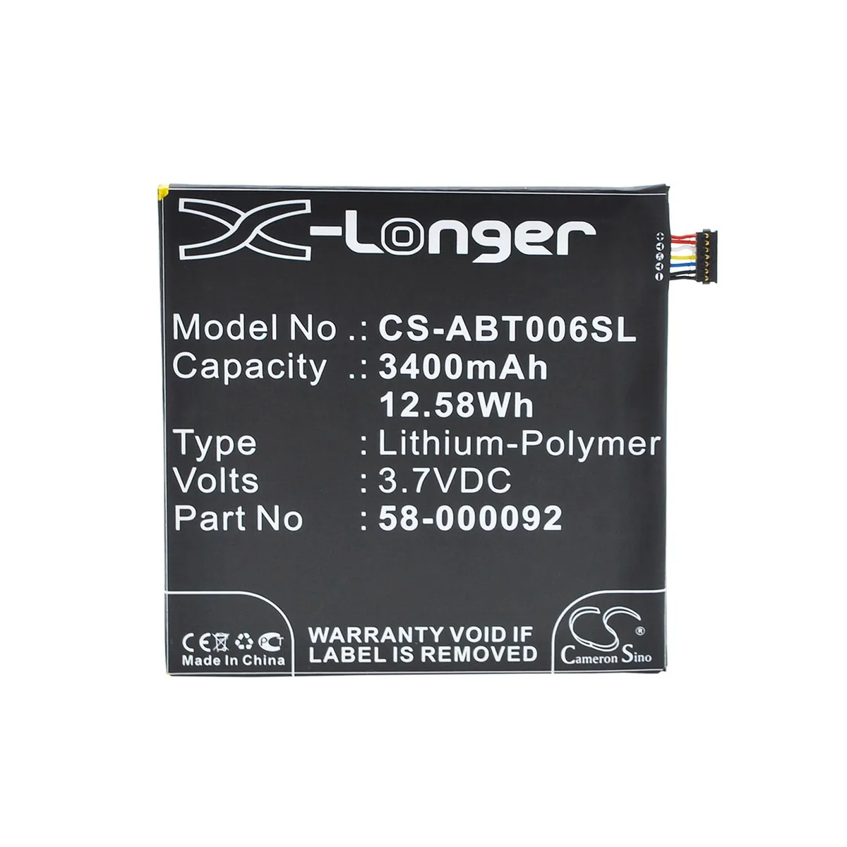Cameron &amp; Co Cameron &amp; Co DS-CS-ABD101SL 6.2 Ah Li-Polymer battery accessory — product photo