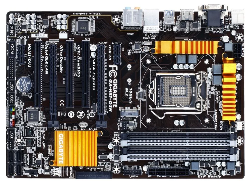 GIGABYTE GIGABYTE H97-D3H rev.1.0 LGA 1150 Intel H97 DDR3 32GB ATX motherboard — product photo