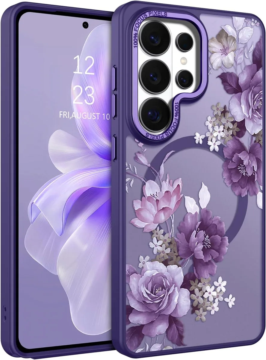 Transcend Transcend Galaxy S26 Ultra Case Magnetic MagSafe Compatible 6.9 Inch 2026 Purple Fiery Flower — product photo