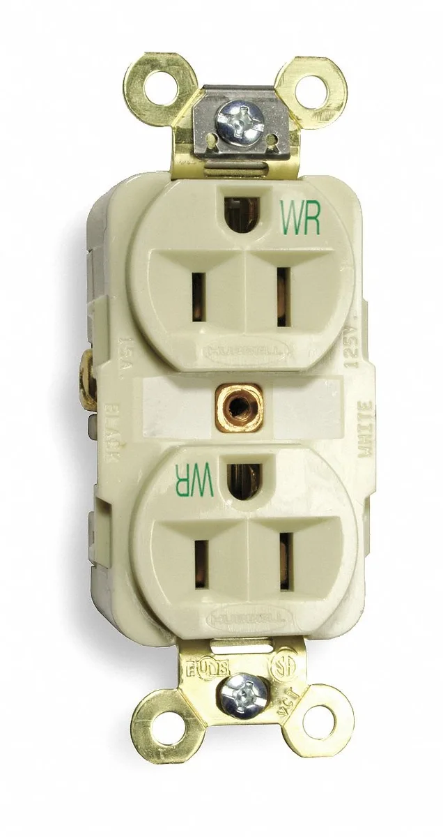 Hubbell Incorporated Hubbell Incorporated HBL5262IWR 15A 125V Duplex Receptacle Ivory — product photo