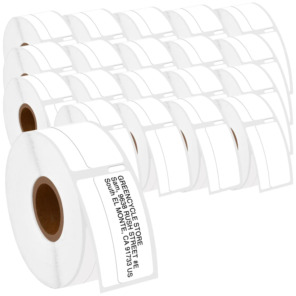 GREENCYCLE GREENCYCLE DM-30330 White Labels 19mm x 51mm 500/Roll 20 Rolls — product photo
