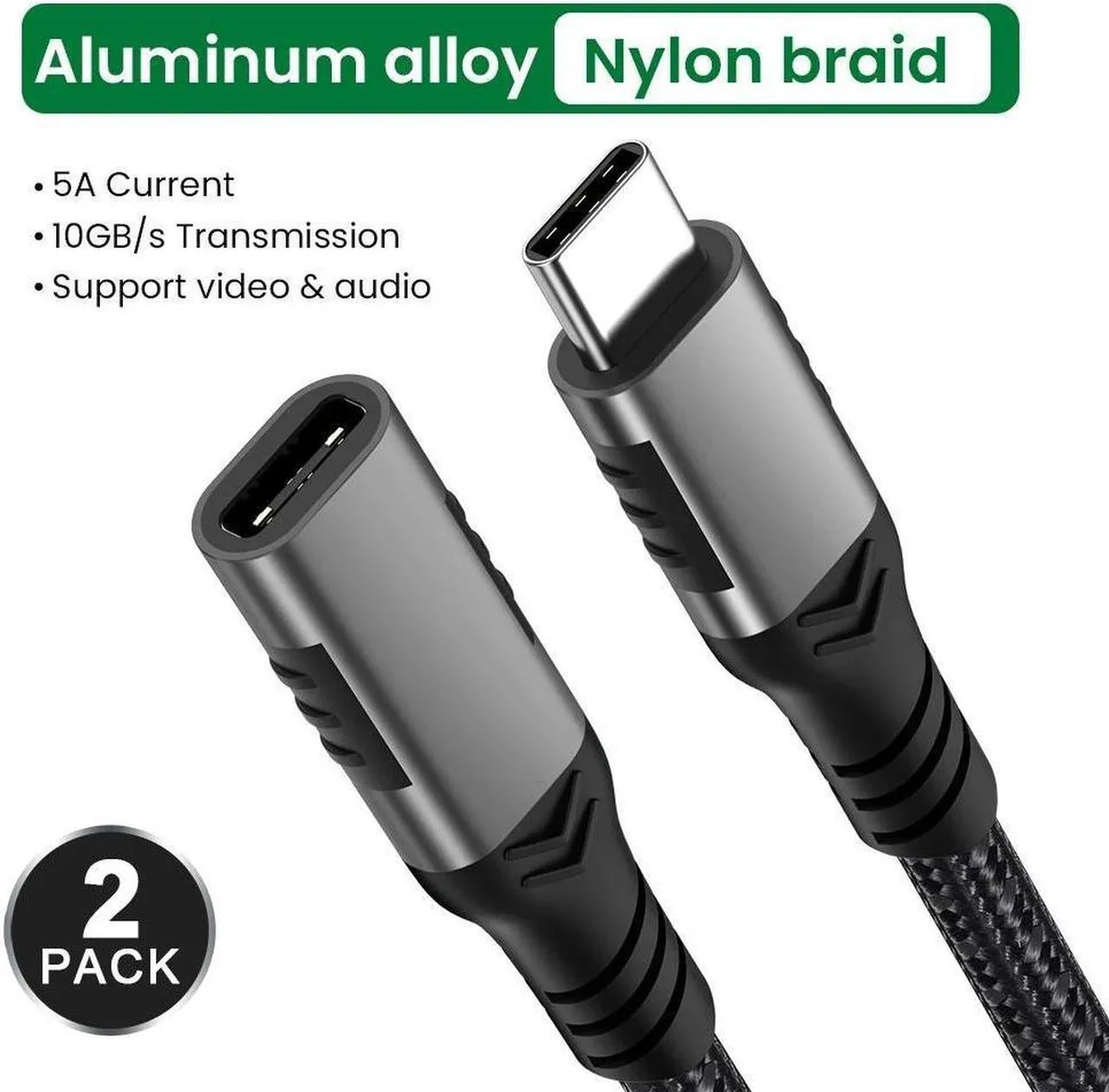 SMUGDESK SMUGDESK 100W USB C Extension Cable 1.6ft 2-Pack — product photo