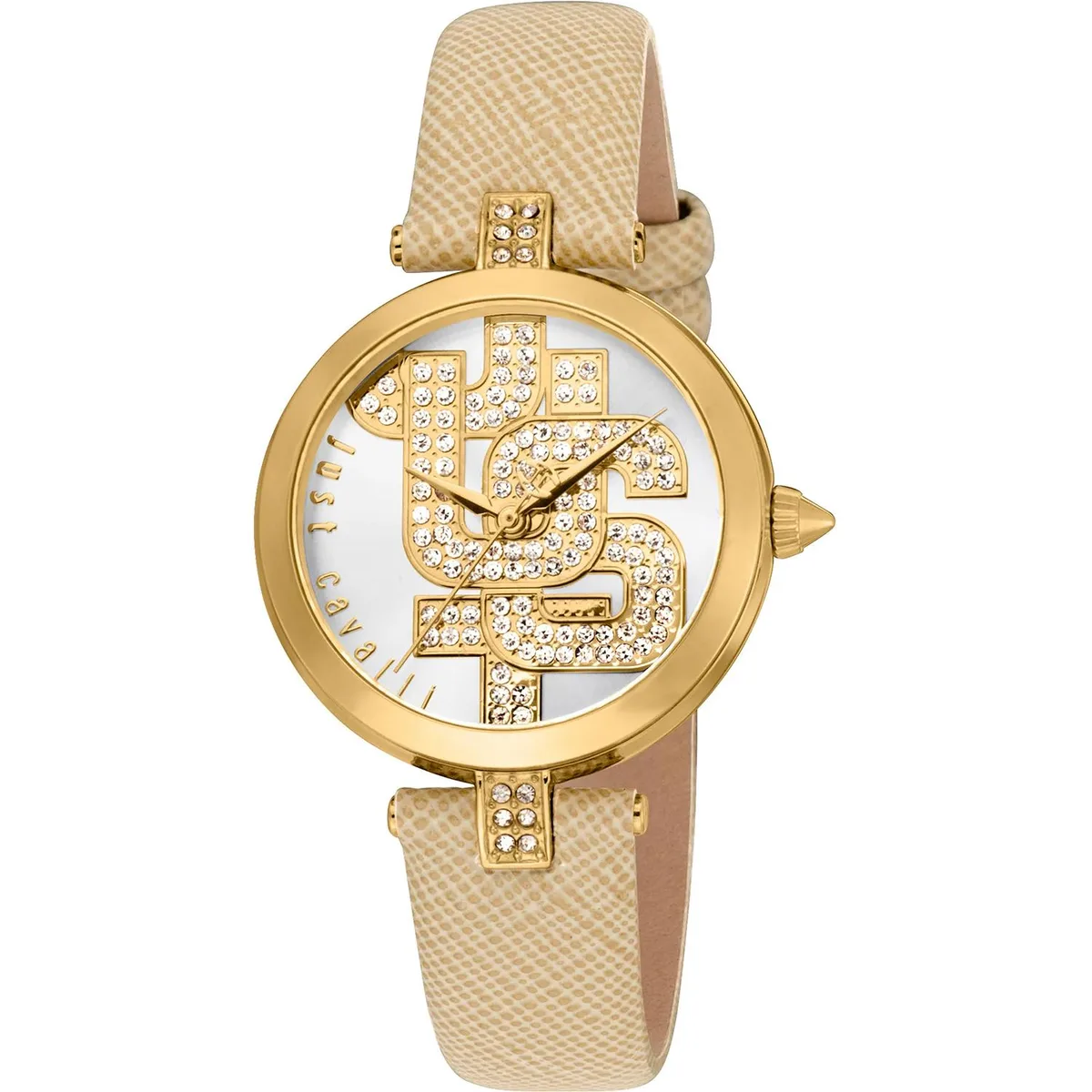 Silver stainless steel watch with leather strap and silver dial