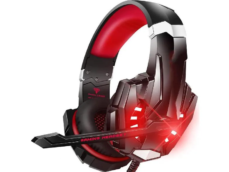 Corn Electronics G9000 over-ear gaming headset with LED earcups and braided cable