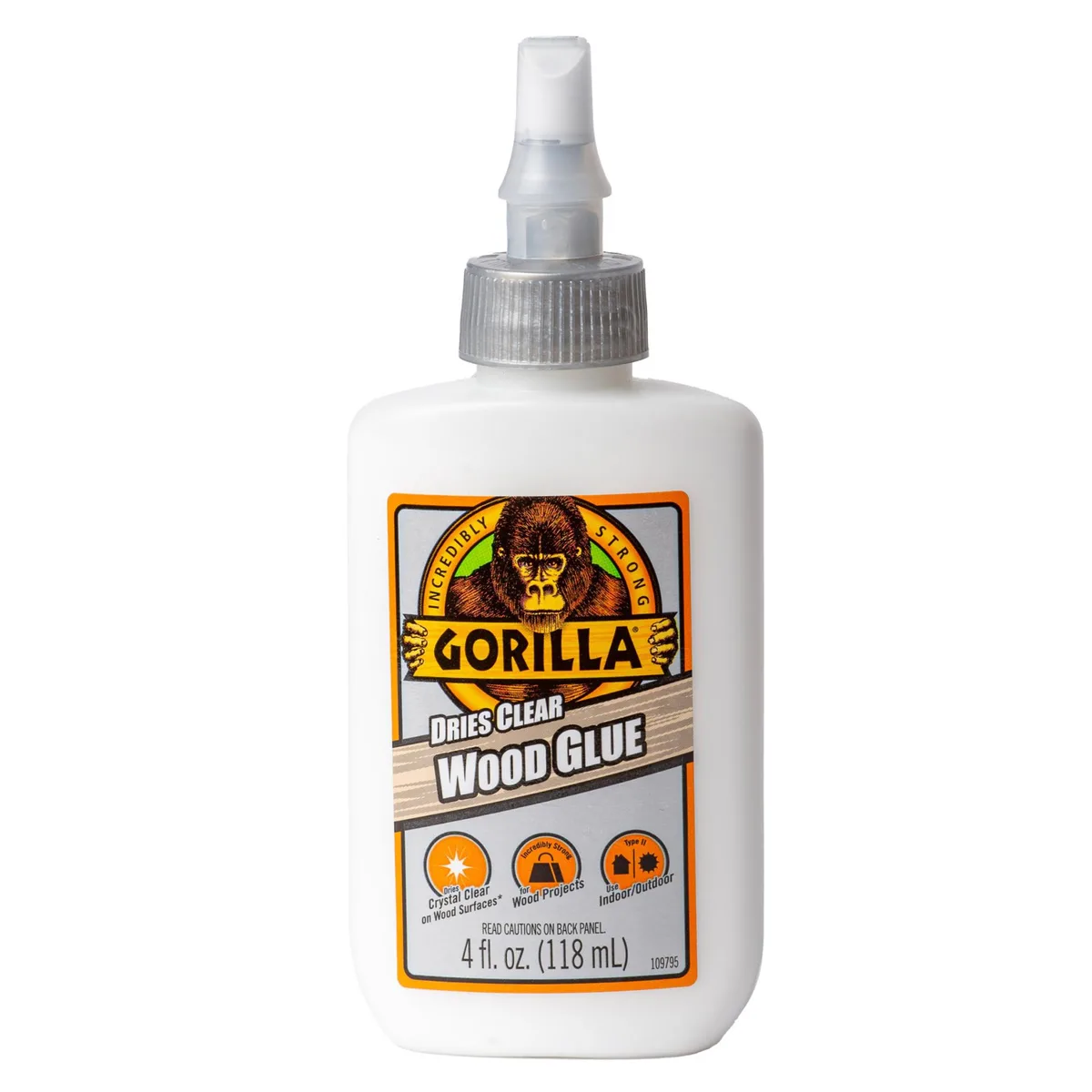 Gorilla Glue Gorilla Glue Dries Clear Wood Glue 4 oz 109788 — product photo