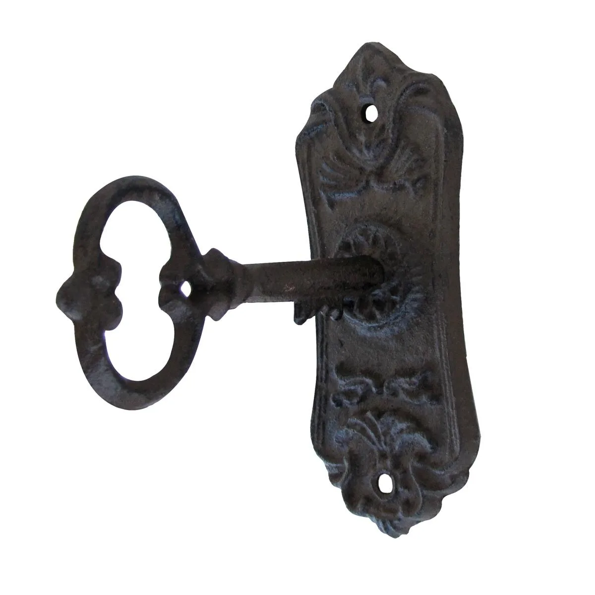 Cast iron Victorian skeleton key wall hook with scrollwork