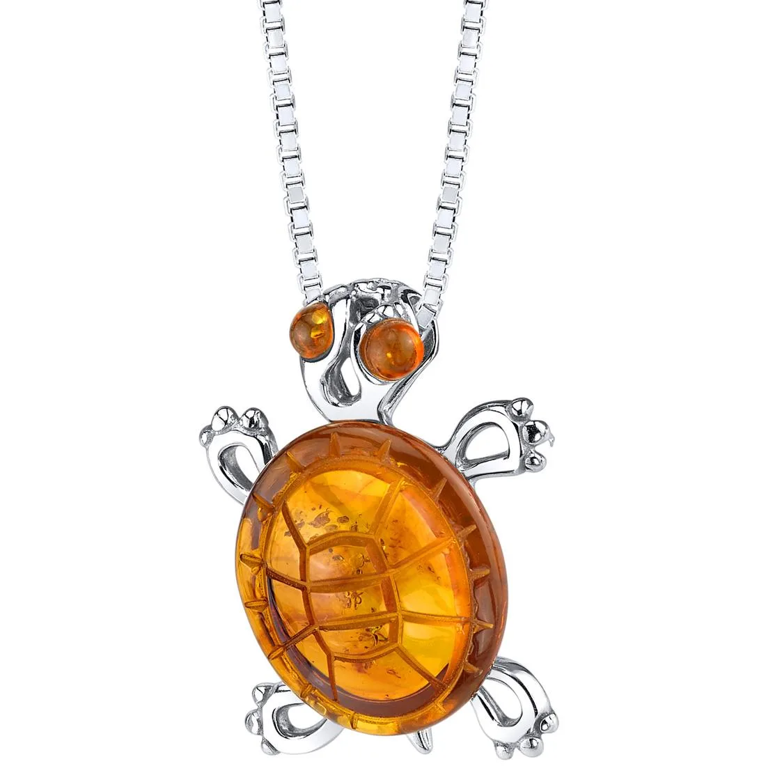 Oravo Oravo Baltic Amber Turtle Pendant Necklace 925 Sterling Silver Cognac 18 inch SP11350 — product photo