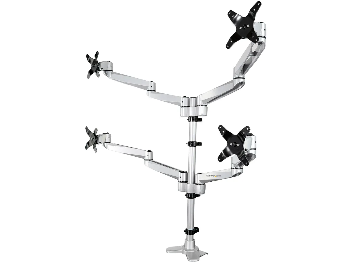 STARTECH STARTECH ARMQUADPS quad monitor arm silver 27" 4 displays — product photo