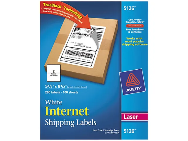 Avery Avery 5126 Shipping Labels 5-1/2" x 8-1/2" 200 Labels — product photo
