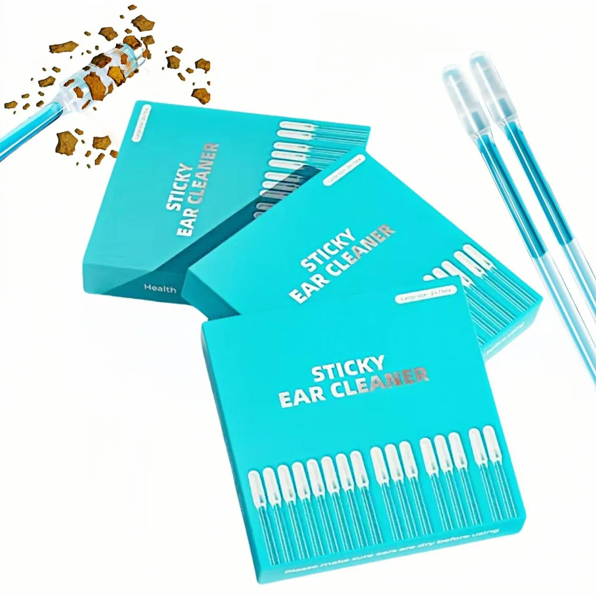 Clear ear wax removal tools, 48 reusable sticks with soft rubber tips