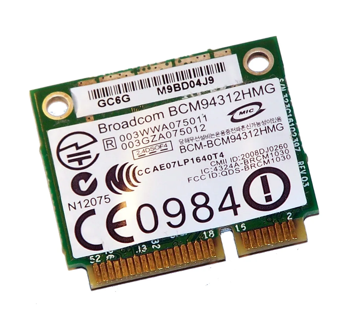 DELL DELL DW1397 802.11b/g Half Mini PCIe Wi-Fi adapter — product photo