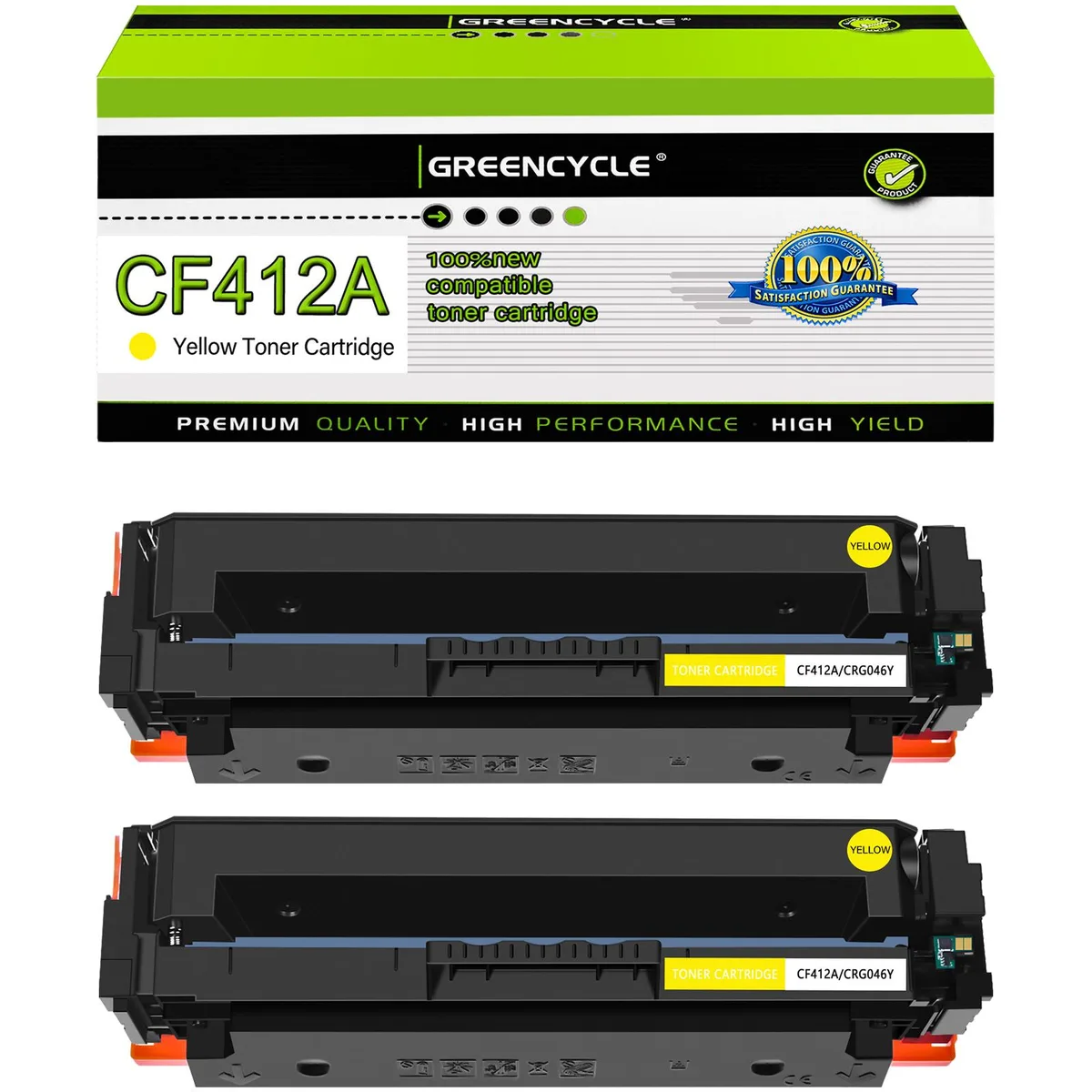 GREENCYCLE GREENCYCLE 2 Pack CF412A Yellow Toner Cartridge 2300 pages — product photo
