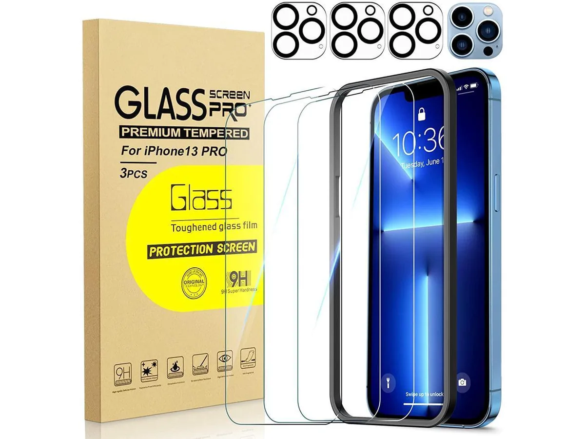 BONAEVER BONAEVER 3 Pack Tempered Glass Screen Protector iPhone 13 Pro 6.1 inch with Camera Lens Protector — product photo