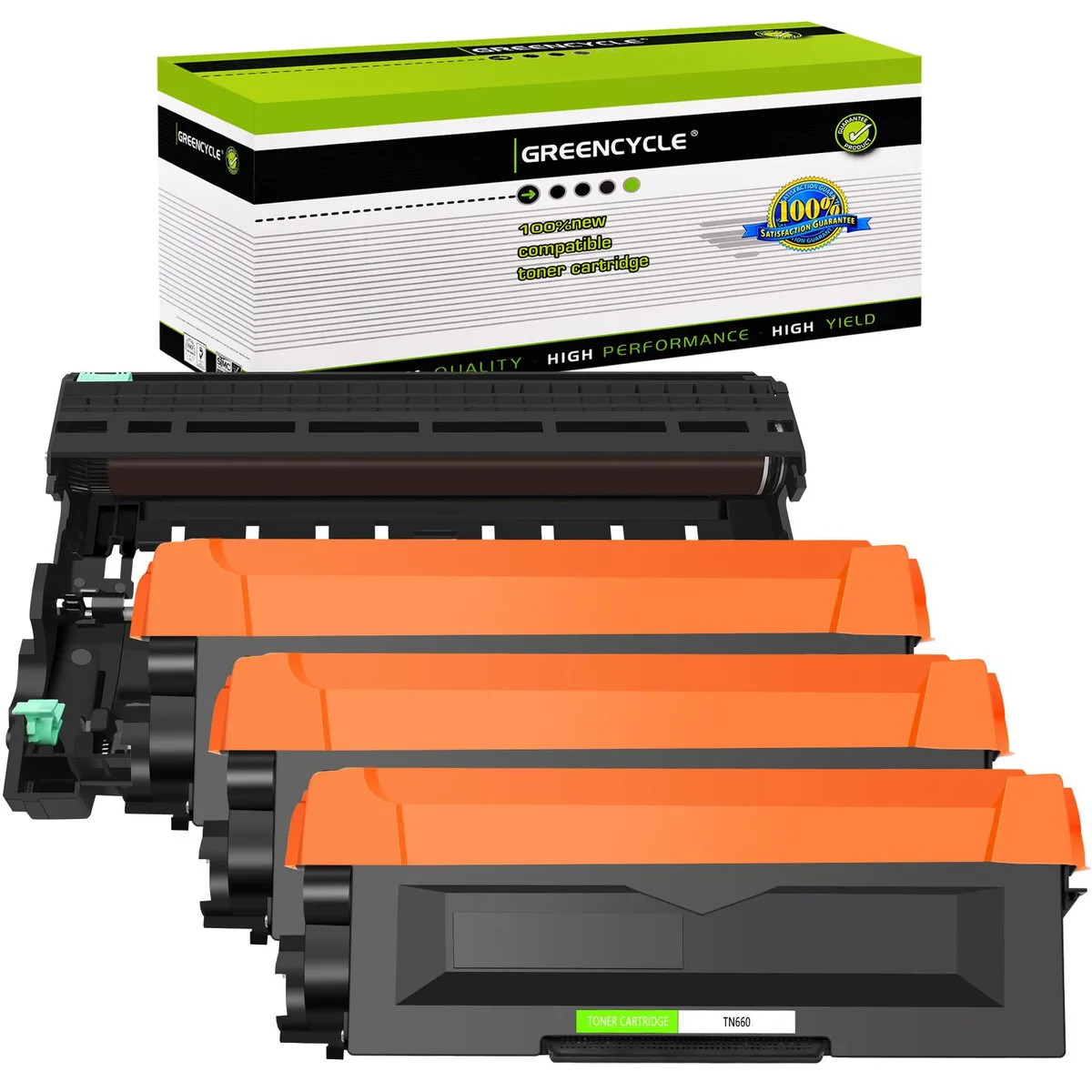 GREENCYCLE GREENCYCLE TN660 4-pack toner cartridge set (3 toner, 1 drum) — product photo