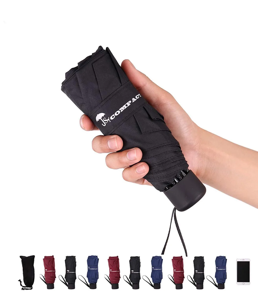 SY COMPACT folding black 01 manual umbrella 8 ribs 7.64 inch 10.22 oz — product photo