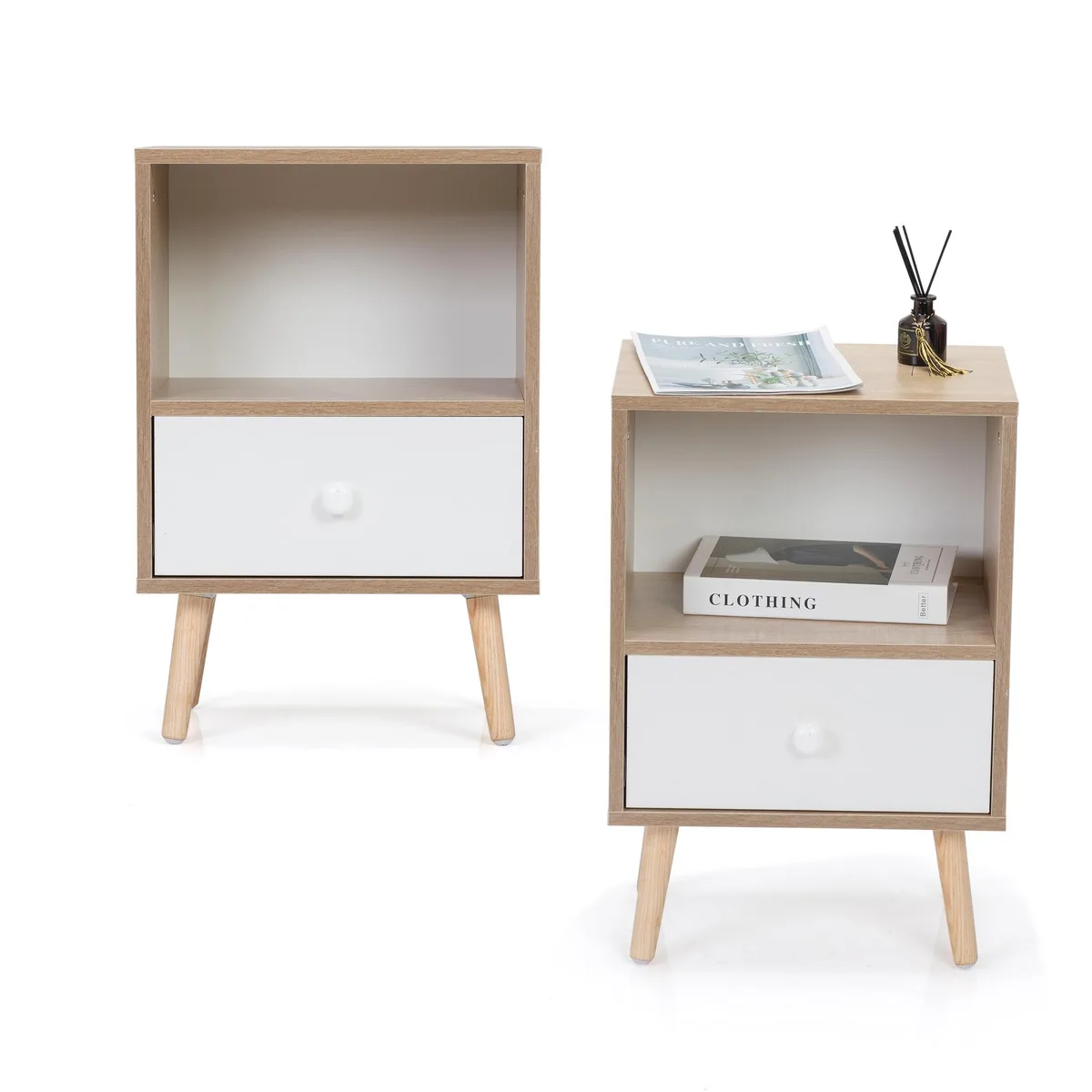 tuphen tuphen Nightstand Set of 2 Natural White Particleboard Pinewood — product photo
