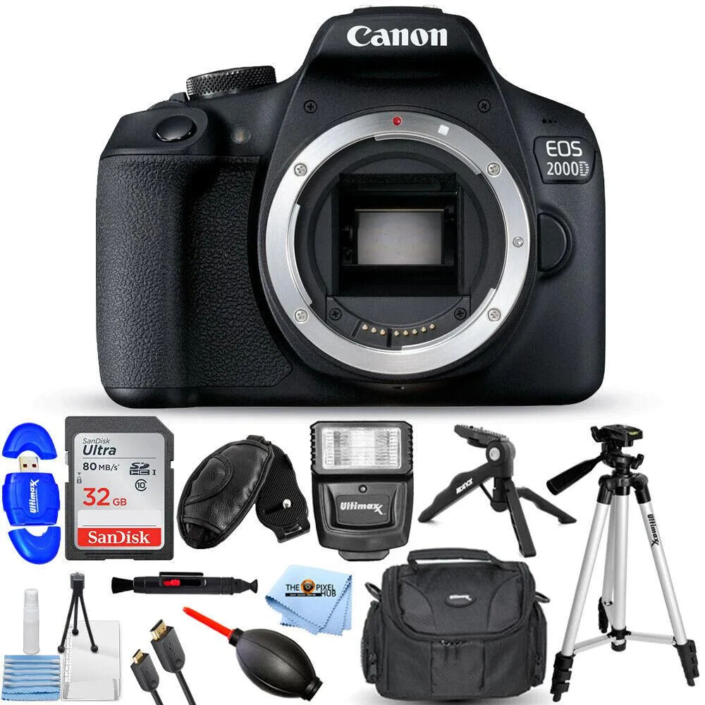 Canon International Canon EOS 2000D DSLR Camera + 32GB + Flash + Tripod Bundle — product photo