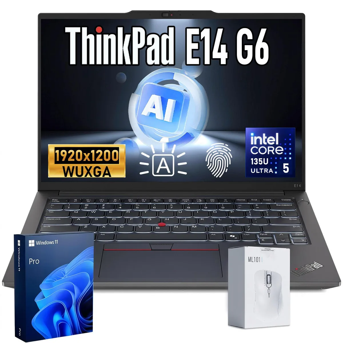 Lenovo Lenovo ThinkPad E14 Gen 6 laptop, Core Ultra 5 135U, 16GB DDR5, 512GB SSD — product photo