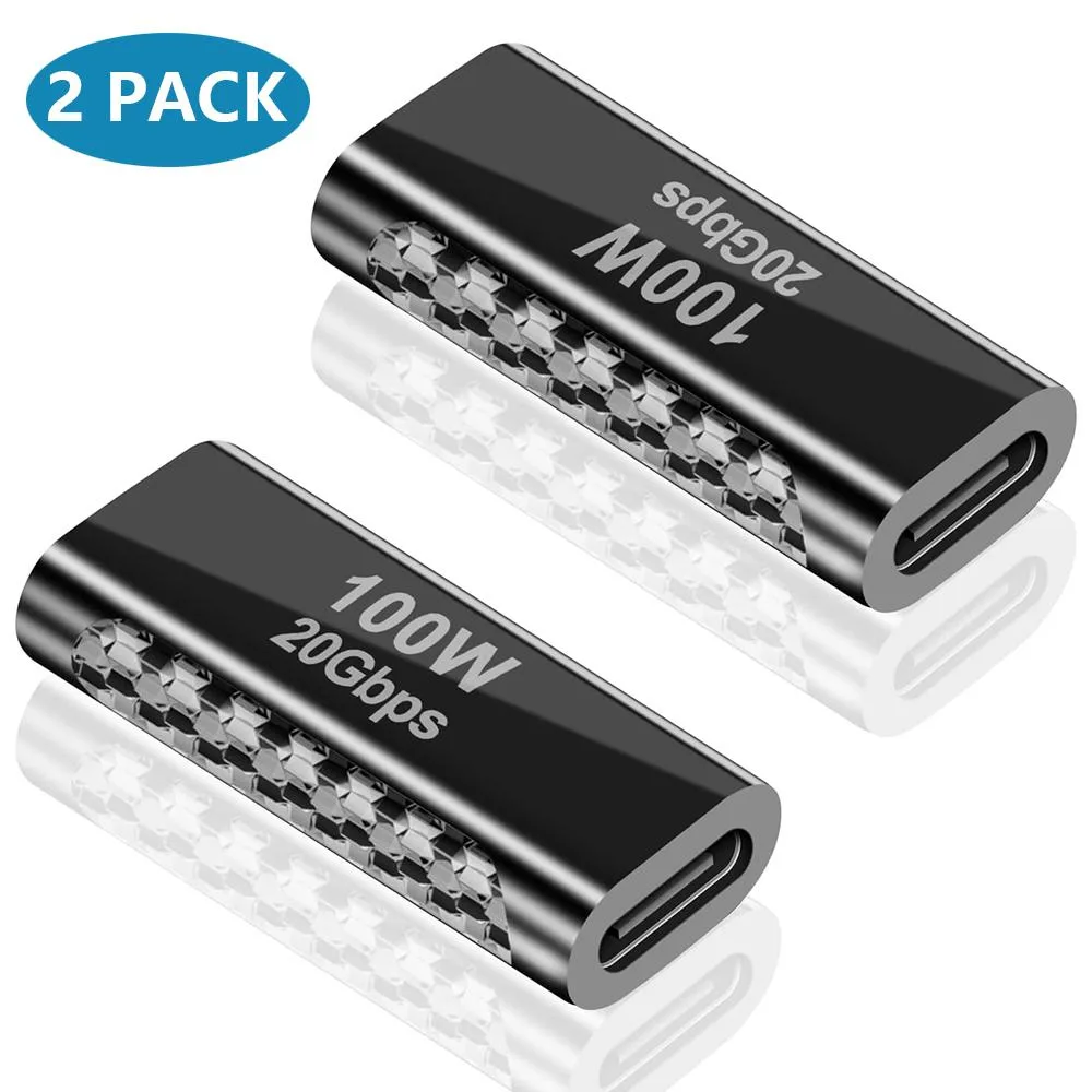 Hitoor Hitoor USB C Female to Female Adapter 2 Pack 20Gbps 100W Gray — product photo