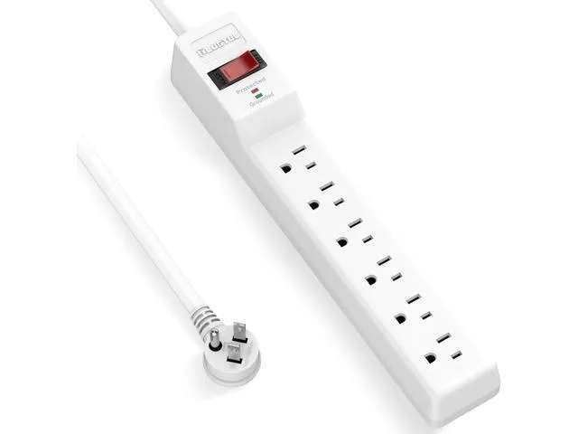LORDWORLD LORDWORLD 6 ft 6-Outlet Surge Protector 980J White — product photo