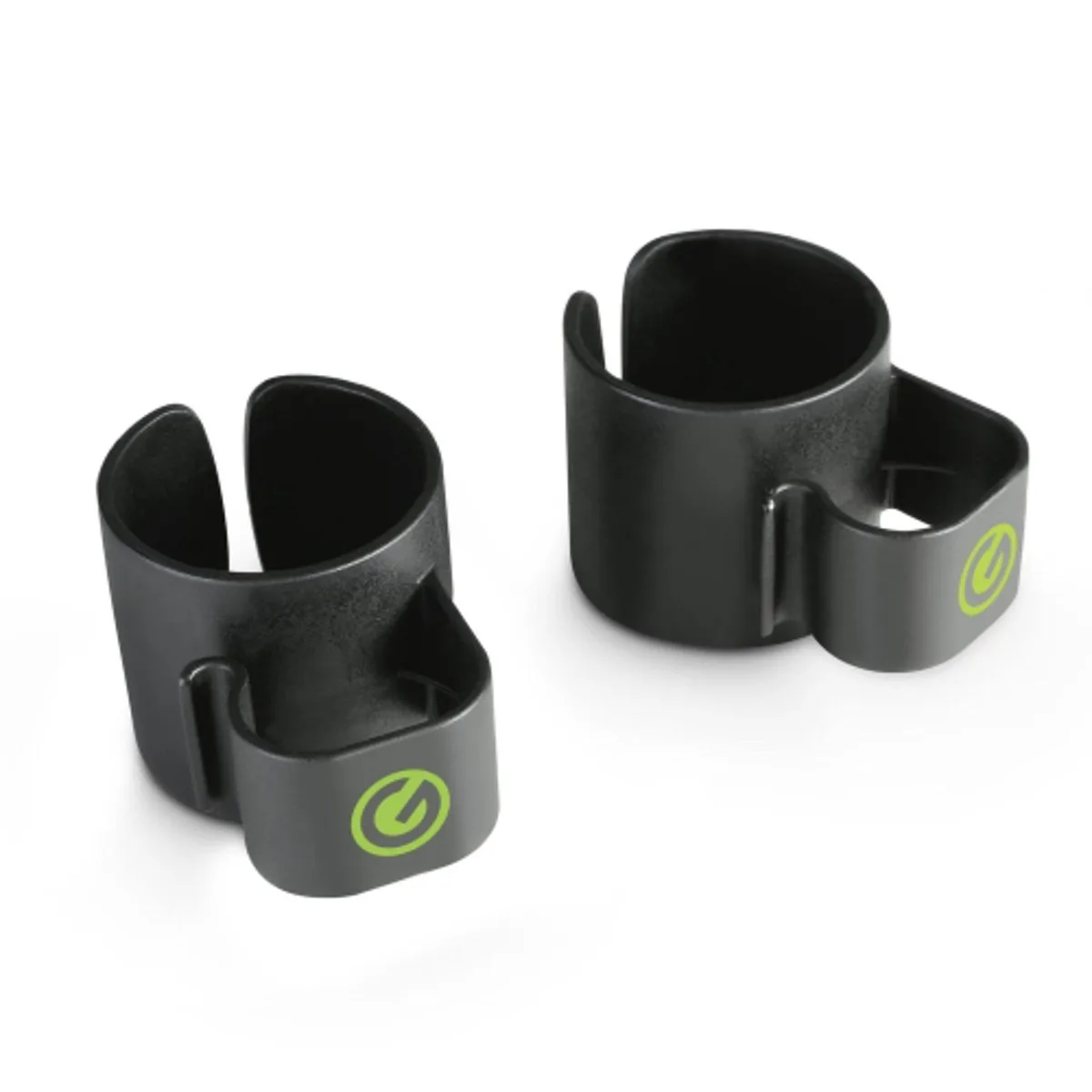Black ABS cable clips for 35 mm speaker poles with 24 x 16 mm duct