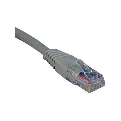 Gray Cat5e patch cable, 10 ft, two RJ45 molded connectors with strain relief, PVC jacket