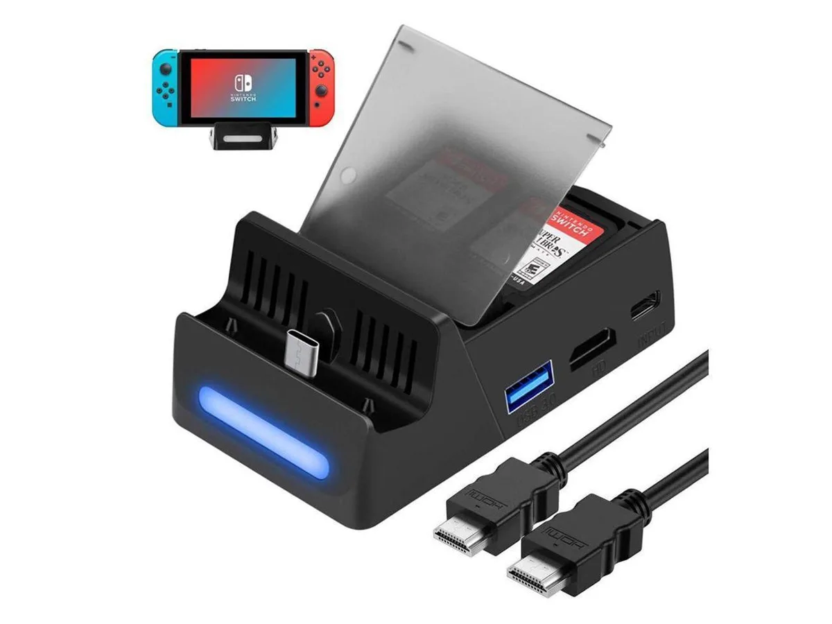 BONAEVER BONAEVER Switch TV Dock with HDMI Cable Charger Station USB 3.0 4 Game Card Storage Bag — product photo