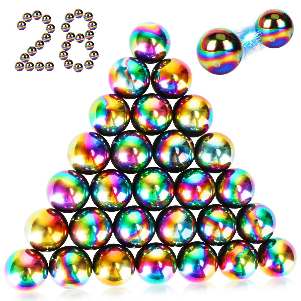 28 rainbow magnetic balls 20mm plastic fidget toy