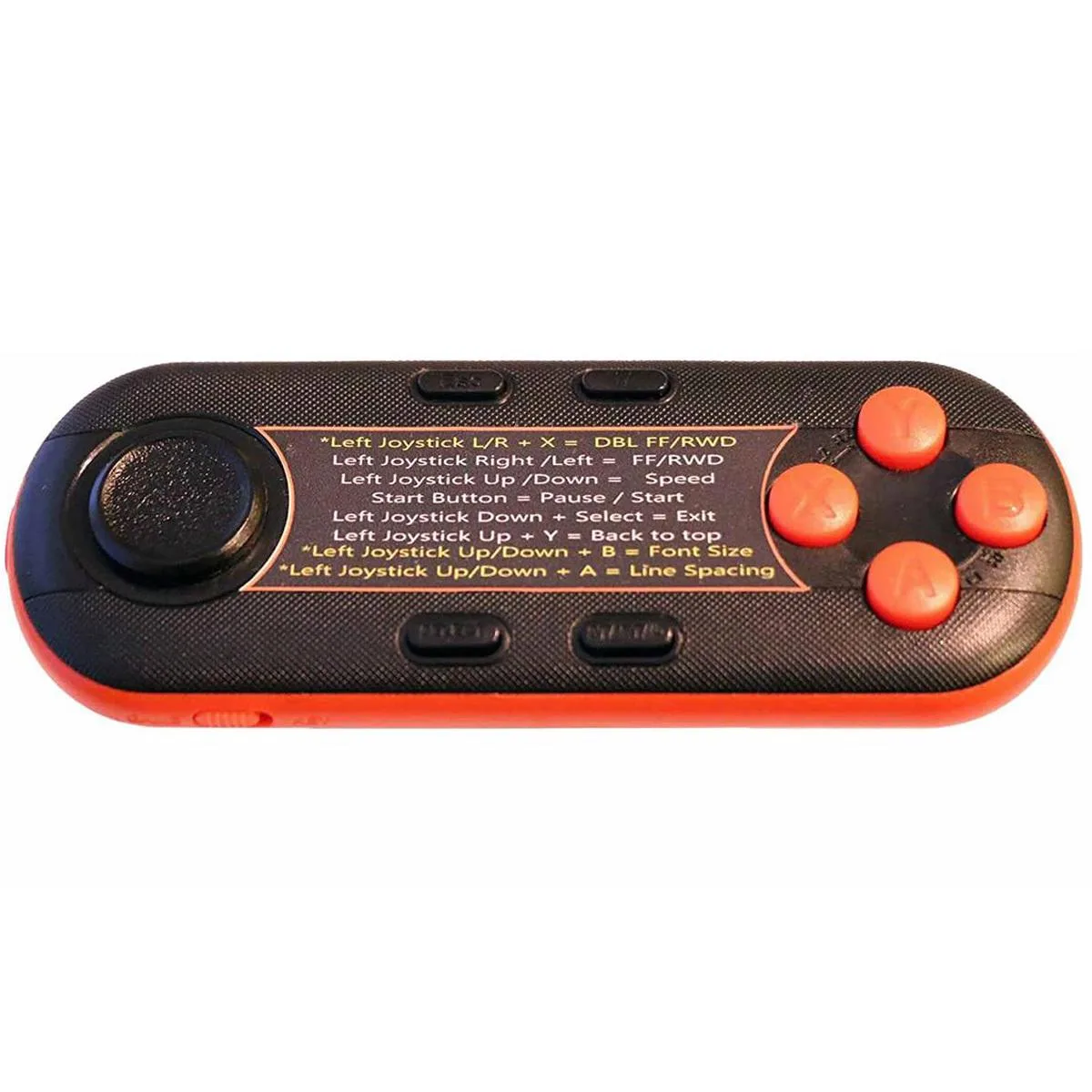 Telmax OnCue prompter remote, compact Bluetooth controller with printed command labels
