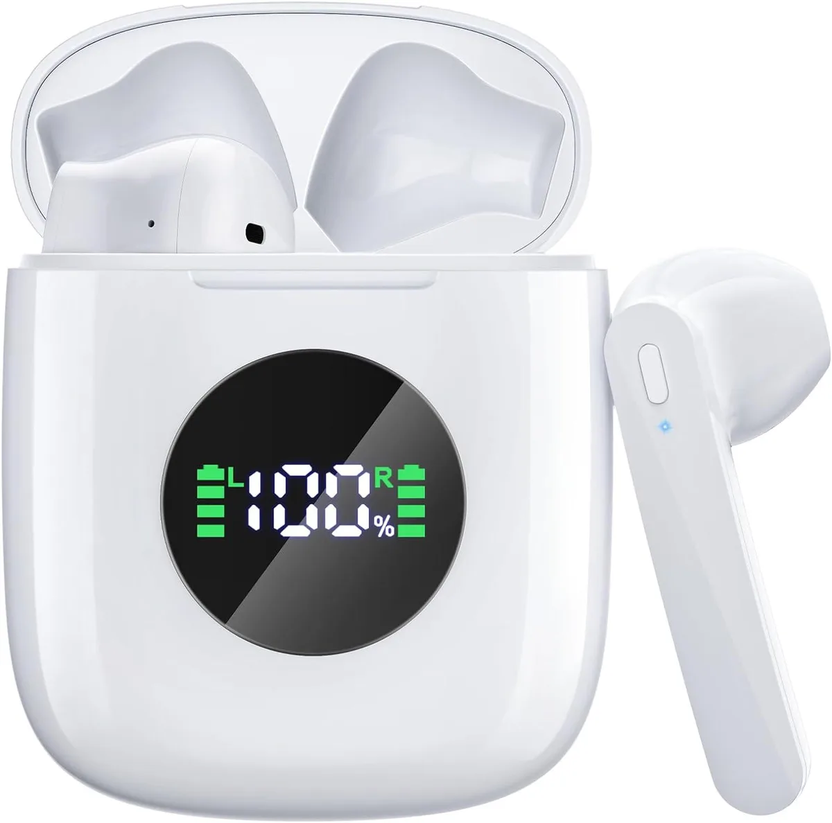 KEHIPI KEHIPI Wireless Earbuds White Bluetooth 5.3 50Hrs — product photo