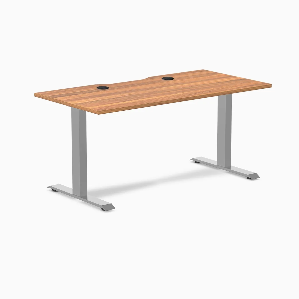 Desky Desky Zero Scalloped Laminate Desk Prime Oak Grey 59.1 x 29.5 in with Grommets — product photo