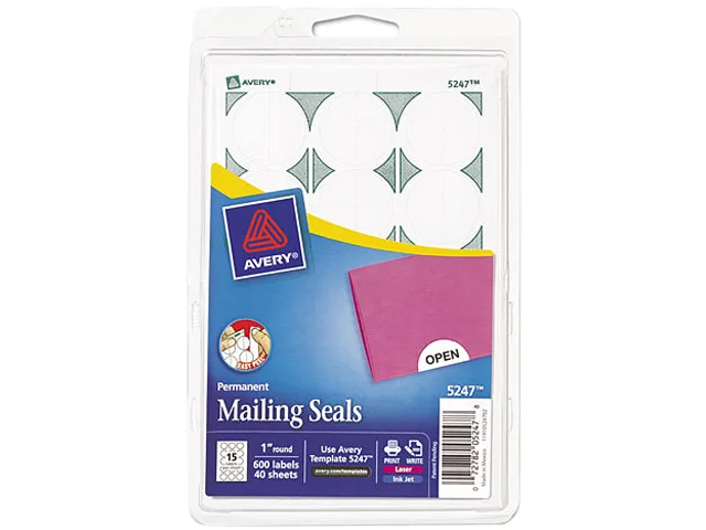 Avery Avery 5247 Mailing Seals 1" Diameter 600 Labels — product photo