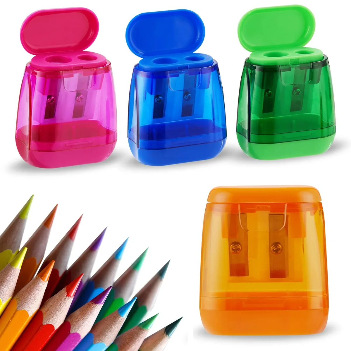  Sonuimy Pencil Sharpeners 4 Count Dual Hole Blue — product photo