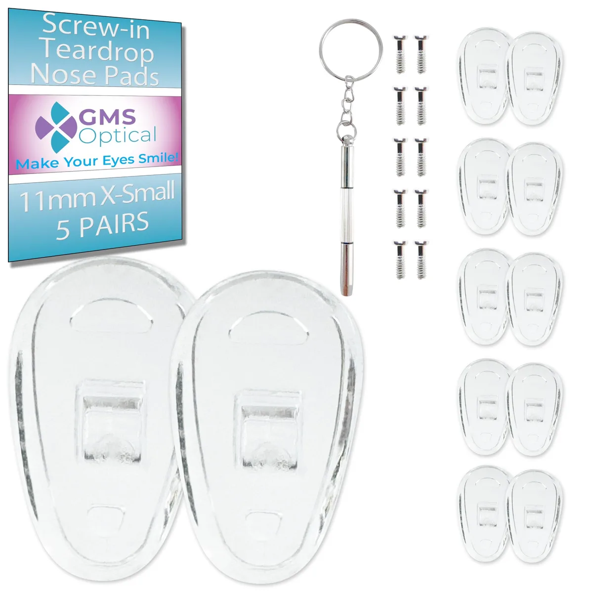  GMS Optical Teardrop Nose Pads 11mm Xtra-Small 5 Pair — product photo