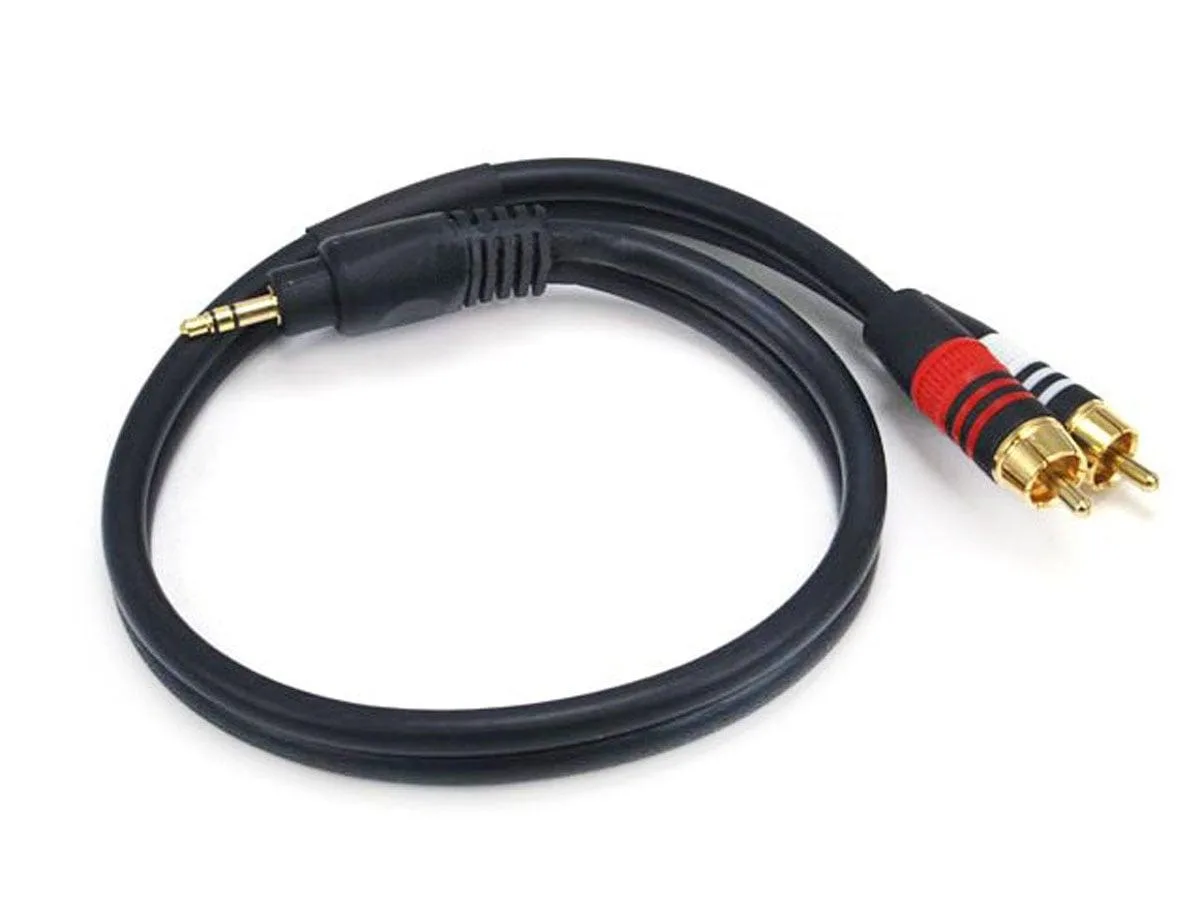Monoprice Inc. Monoprice 105596 1.5ft 3.5mm Stereo Male to 2RCA Male 22AWG Cable Black — product photo