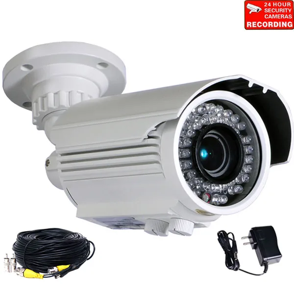 VideoSecu VideoSecu IRE96WKC CCTV Camera 700TVL 4-9mm Varifocal 42 LED IP66 White — product photo