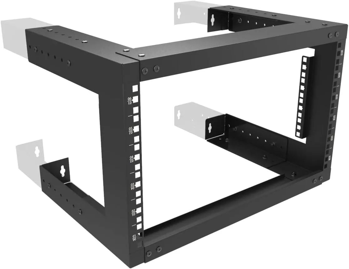 PISKEKAT PISKEKAT 6U Wall Mount Open Frame Server Rack 13-18in Adjustable Depth Black — product photo