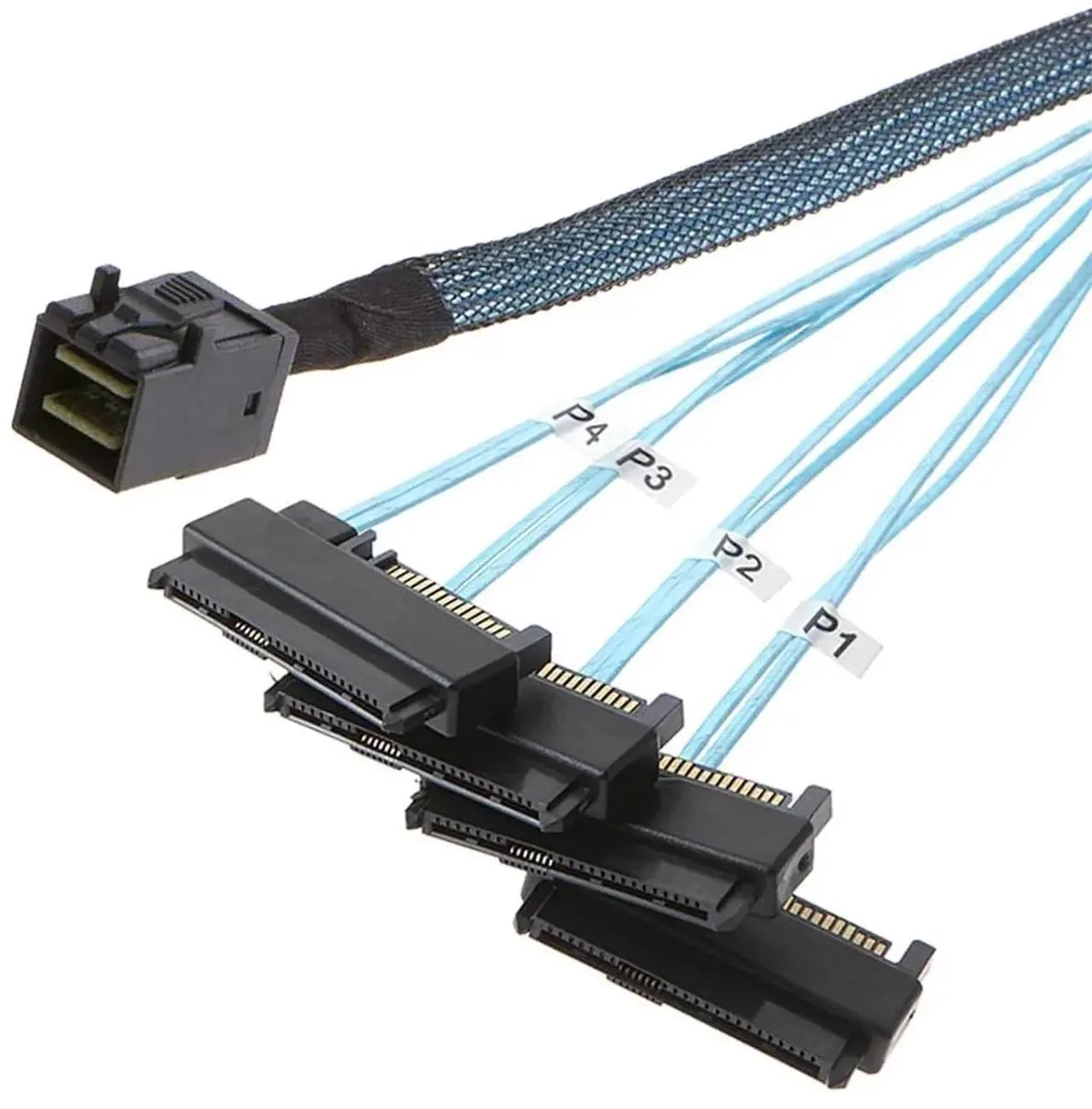 SMUGDESK SMUGDESK SFF8643 to 4×SFF8482 Breakout Cable with 15Pin Power, 12Gbps, 1M — product photo